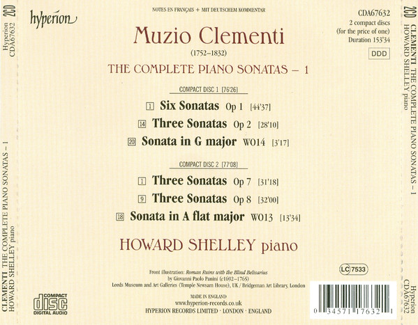 Muzio Clementi, Howard Shelley - The Complete Piano Sonatas, Vol. 1 (2xCD, Album) (Near Mint (NM or M-)) - Image 2