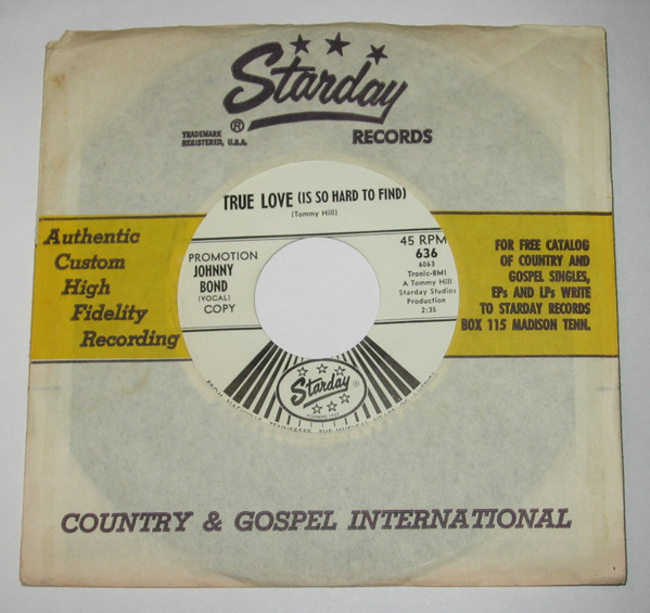 Johnny Bond - Cimarron / True Love (Is So Hard To Find) (7", Promo) (Good Plus (G+)) - Image 2