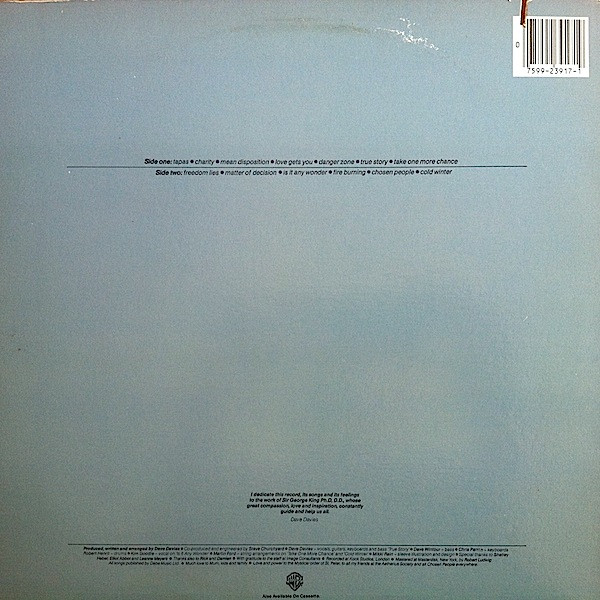 Dave Davies - Chosen People (LP, Album, Win) (Mint (M)) - Image 2