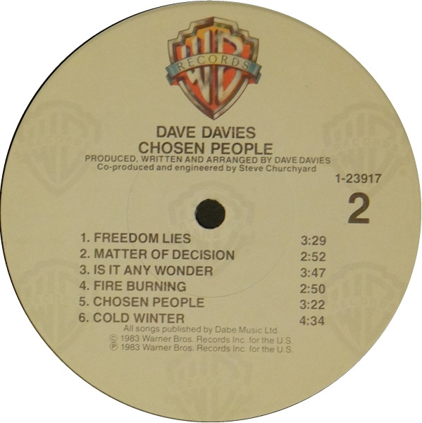 Dave Davies - Chosen People (LP, Album, Win) (Mint (M)) - Image 4
