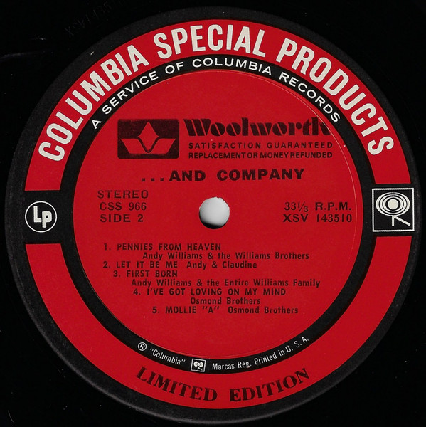 Andy Williams - Andy & Company (LP, Comp, Ltd, Ter) (Mint (M)) - Image 4