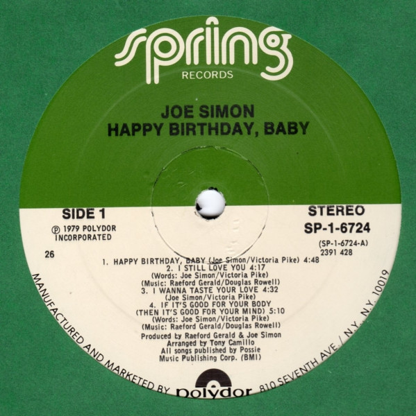 Joe Simon - Happy Birthday, Baby (LP, Album) (Mint (M)) - Image 3