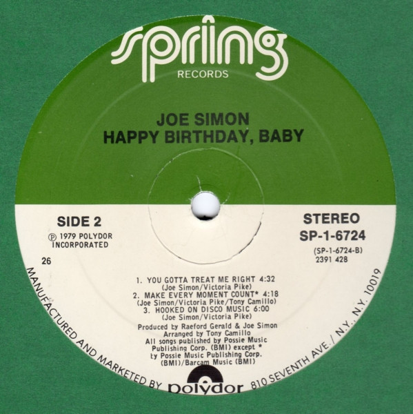Joe Simon - Happy Birthday, Baby (LP, Album) (Mint (M)) - Image 4