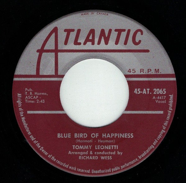 Tommy Leonetti - Without Love / Blue Bird Of Happiness (7", Single) (Very Good Plus (VG+)) - Image 2