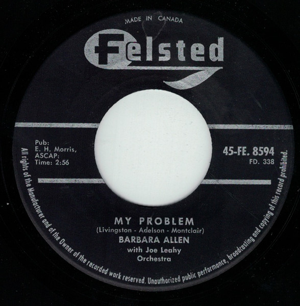 Barbara Allen (8) - My Problem / I'm In Love With The Man On The Moon (7", Single) (Very Good Plus (VG+))