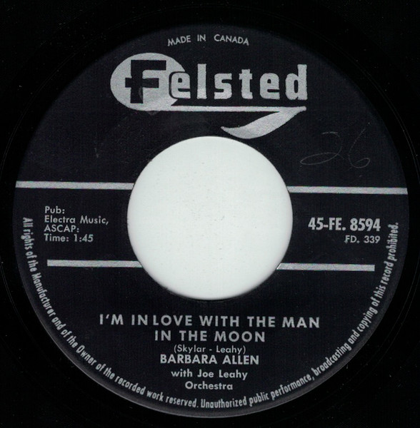 Barbara Allen (8) - My Problem / I'm In Love With The Man On The Moon (7", Single) (Very Good Plus (VG+)) - Image 2