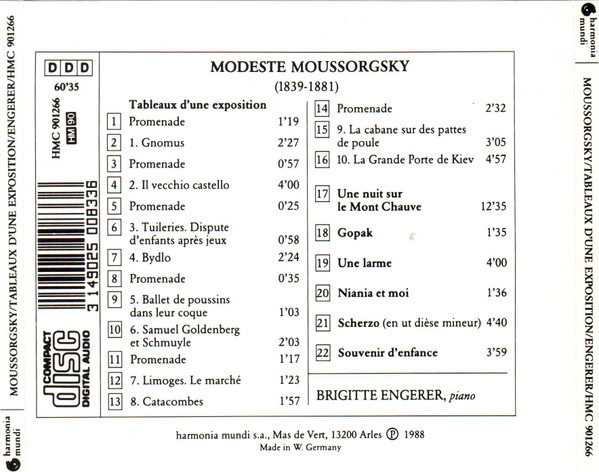 Modest Mussorgsky, Brigitte Engerer - Tableaux D'Une Exposition (CD, Album) (Near Mint (NM or M-)) - Image 4