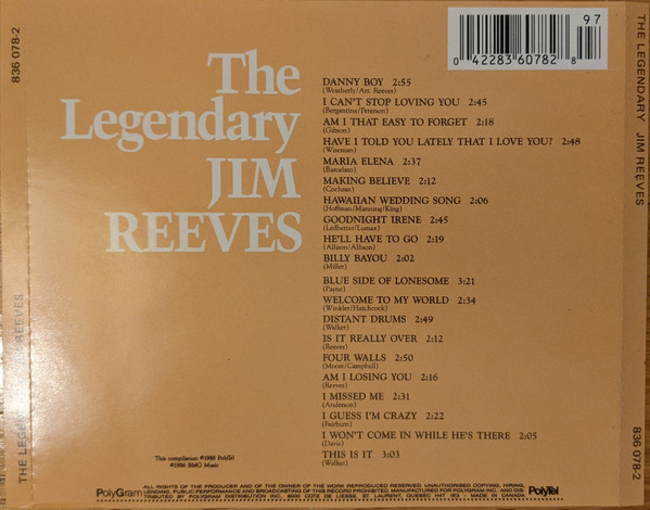 Jim Reeves - The Legendary Jim Reeves (CD, Comp) (Near Mint (NM or M-)) - Image 2