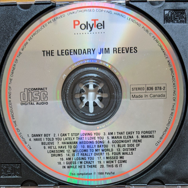 Jim Reeves - The Legendary Jim Reeves (CD, Comp) (Near Mint (NM or M-)) - Image 3
