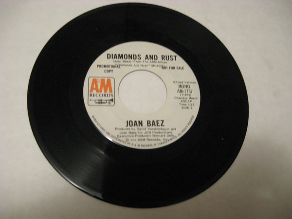 Joan Baez - Diamonds And Rust (7", Single, Mono, Promo) (Good Plus (G+)) - Image 2