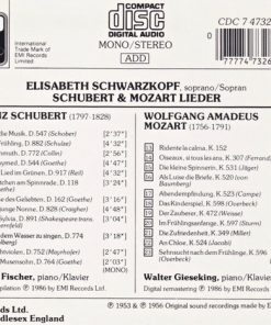 Alternative view of Elisabeth Schwarzkopf, Franz Schubert, Wolfgang Amadeus Mozart, Edwin Fischer, Walter Gieseking - Schubert Mozart Lieder (CD, Comp, Mono, RE) (Near Mint (NM or M-))