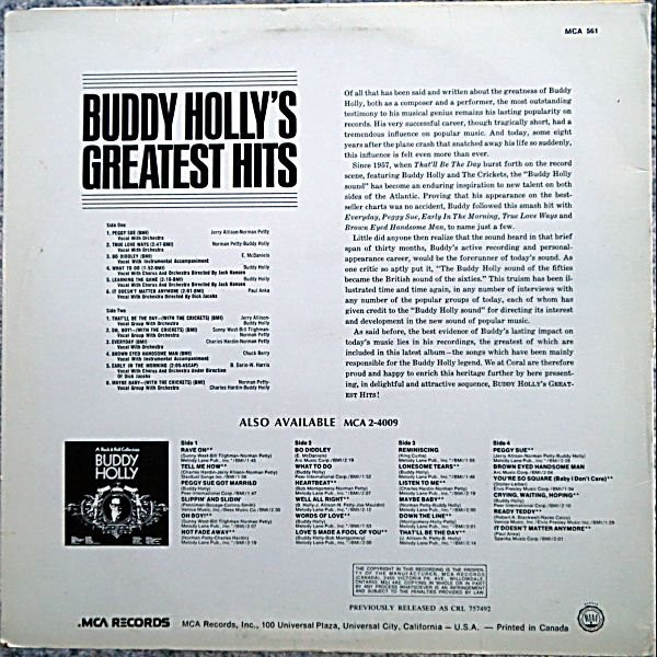 Buddy Holly - Buddy Holly's Greatest Hits (LP, Comp, RE) (Mint (M)) - Image 2