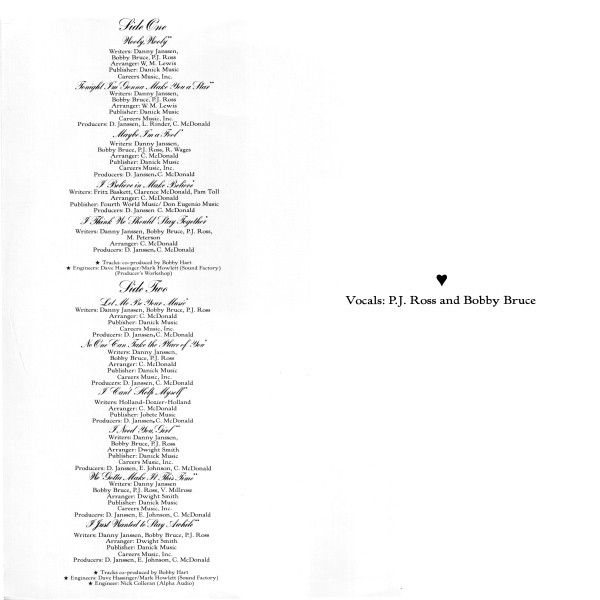 P.J. And Bobby - Love (LP, Album) (Mint (M)) - Image 3