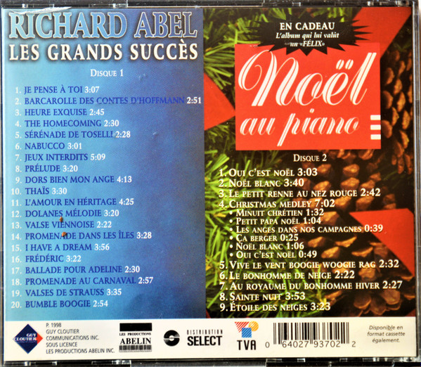 Richard Abel - Les Grands Succès / Noël Au Piano (2xCD, Album) (Near Mint (NM or M-)) - Image 2