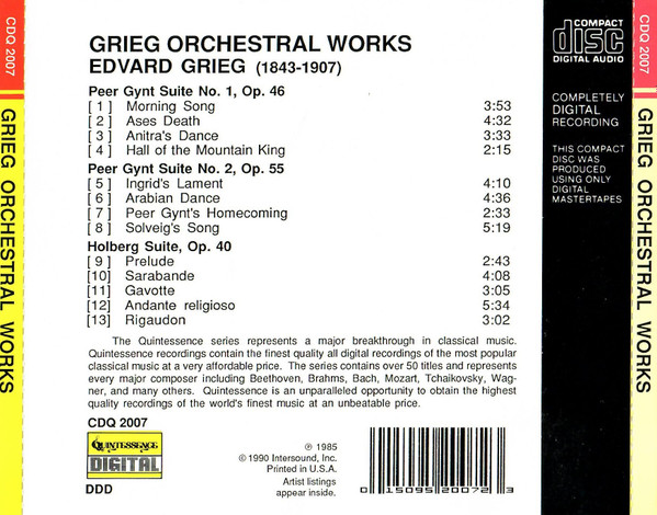 Edvard Grieg - Peer Gynt Suites 1 & 2 / Holberg Suite (CD) (Near Mint (NM or M-)) - Image 2