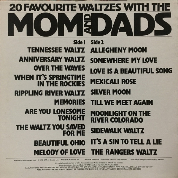The Mom And Dads - 20 Favorite Waltzes (LP, Comp) (Mint (M)) - Image 2
