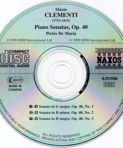 Muzio Clementi, Pietro De María - Piano Sonatas, Op. 40 (CD, Album) (Near Mint (NM or M-)) - Image 3
