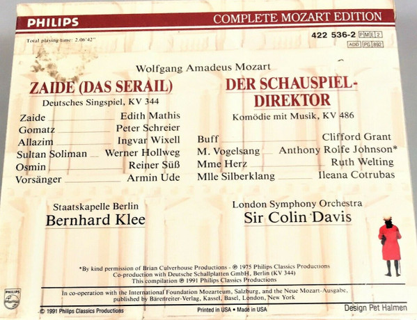 Wolfgang Amadeus Mozart - Zaide / Der Schauspieldirektor (2xCD, Comp + Box, Sli) (Near Mint (NM or M-)) - Image 2