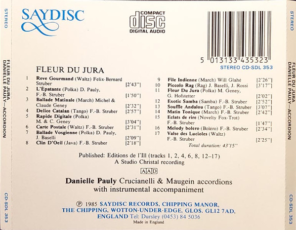 Danielle Pauly - Fleur Du Jura (CD) (Near Mint (NM or M-)) - Image 2