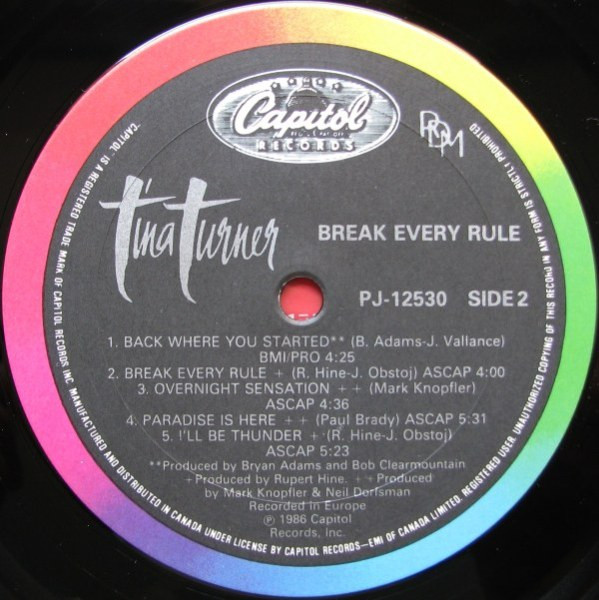 Tina Turner - Break Every Rule (LP, Album) (Mint (M)) - Image 4