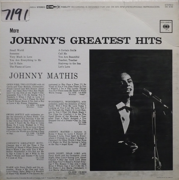 Johnny Mathis - More Johnny's Greatest Hits (LP, Comp, RE) (Mint (M)) - Image 2