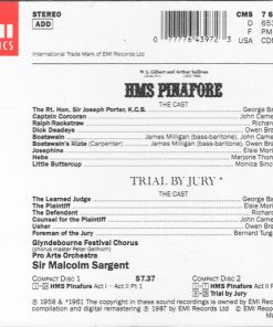Alternative view of Gilbert & Sullivan, George Baker (3) • John Cameron • Richard Lewis (3) • Owen Brannigan • Elsie Morison • Marjorie Thomas • Monica Sinclair • James Milligan • Glyndebourne Festival Chorus • Pro Arte Orchestra • Sir Malcolm Sargent - H.M.S. Pinafore/Trial By Jury (2xCD, RM) (Near Mint (NM or M-))