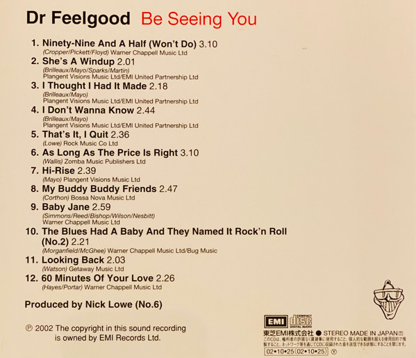 Dr. Feelgood - Be Seeing You (CD, Album, RE) (Near Mint (NM or M-)) - Image 4