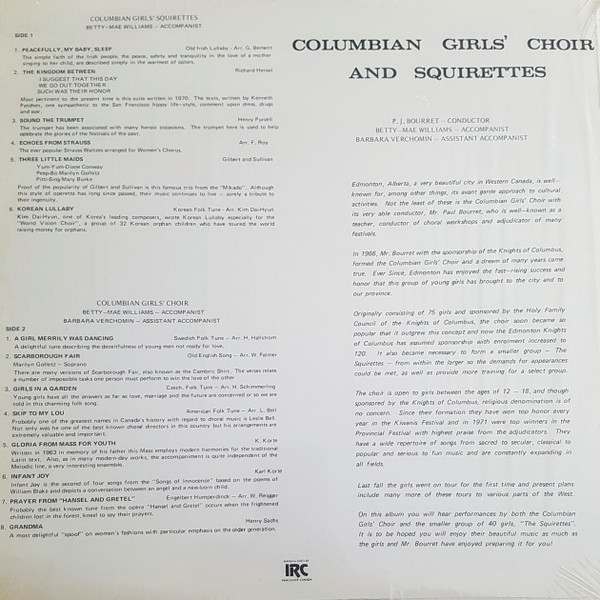 Columbian Girls' Choir / Columbian Girls' Squirettes - Untitled (LP) (Mint (M)) - Image 2