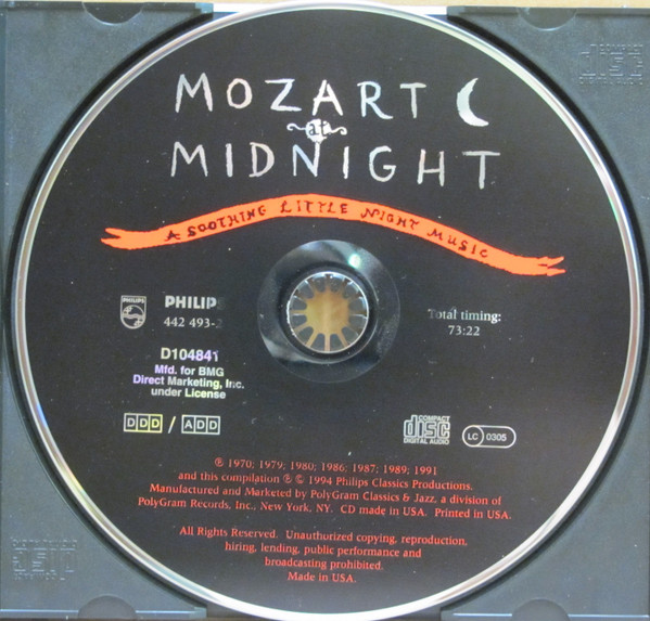 Wolfgang Amadeus Mozart - Mozart At Midnight (CD, Album, Comp, Club) (Near Mint (NM or M-)) - Image 3