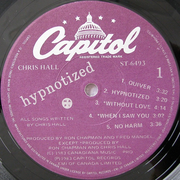 Chris Hall (5) - Hypnotized (LP, Album) (Mint (M)) - Image 3
