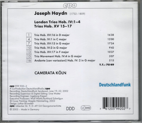Joseph Haydn - Camerata Köln - The London Trios (CD, Album) (Near Mint (NM or M-)) - Image 3