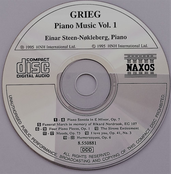 Edvard Grieg - Einar Steen-Nøkleberg - Piano Music Vol. 1 (CD, Album) (Near Mint (NM or M-)) - Image 3