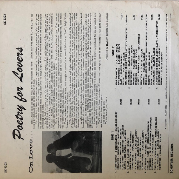 Harry Essex (2) - Poetry For Lovers (LP, Album) (Mint (M)) - Image 2
