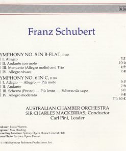 Alternative view of Franz Schubert, Australian Chamber Orchestra, Sir Charles Mackerras - Symphony No. 5 In B-Flat - Symphony No. 6 In C (CD, Album) (Near Mint (NM or M-))