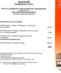 Alternative view of Sir Charles Mackerras, Royal Liverpool Philharmonic Orchestra - Mahler Symphony No.1 (CD) (Near Mint (NM or M-))