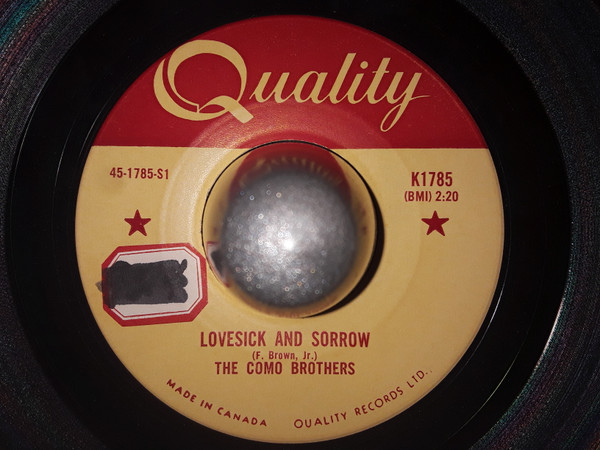 The Como Brothers - Lovesick And Sorrow (7", Single) (Very Good Plus (VG+))