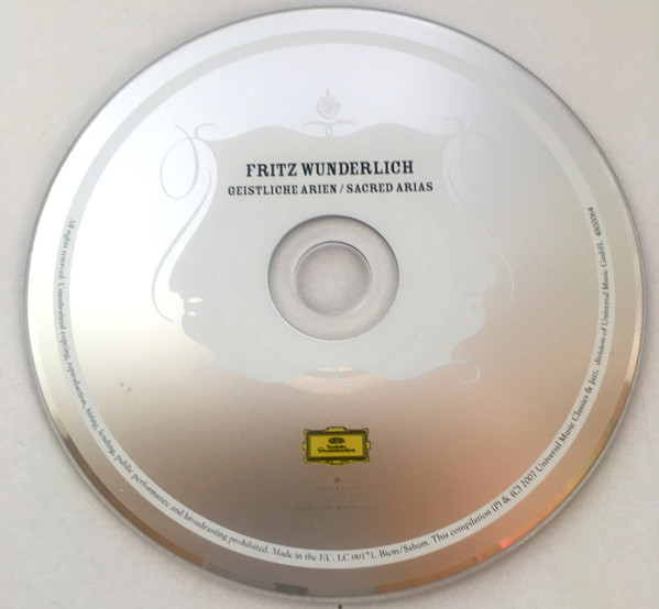Fritz Wunderlich - Sacred Arias. Geistliche Arien (CD, Comp, Mono) (Near Mint (NM or M-)) - Image 3