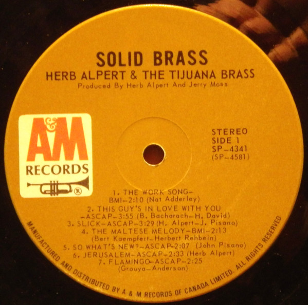 Herb Alpert & The Tijuana Brass - Solid Brass - Greatest Hits (LP, Comp) (Very Good Plus (VG+)) - Image 3