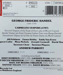 Alternative view of Georg Friedrich Händel, Taverner Choir, Taverner Players, Andrew Parrott - Carmelite Vespers (1707) (2xCD) (Near Mint (NM or M-))