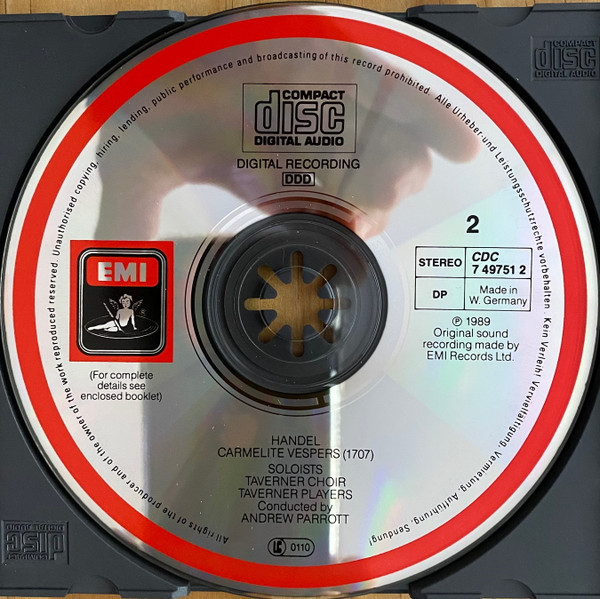 Georg Friedrich Händel, Taverner Choir, Taverner Players, Andrew Parrott - Carmelite Vespers (1707) (2xCD) (Near Mint (NM or M-)) - Image 5