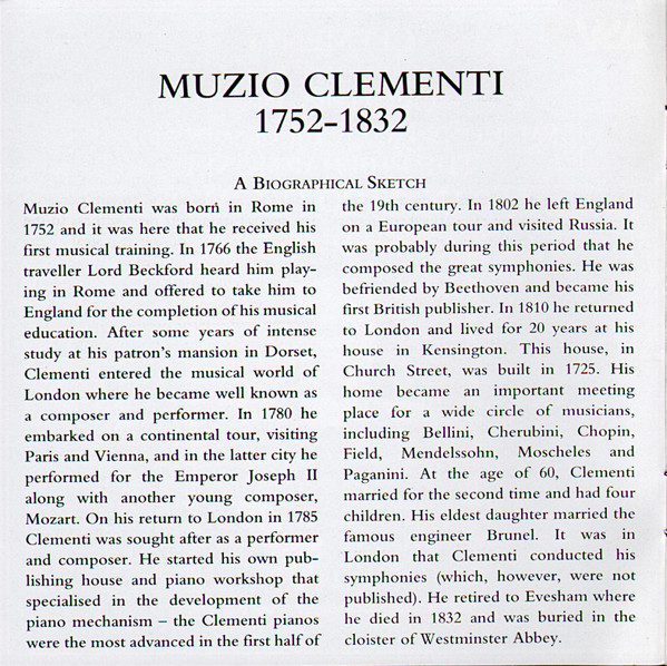 Muzio Clementi - Philharmonia Orchestra, Francesco D'Avalos - Symphony No.1 / Overture In C / Symphony No. 3 "The Great National" (Volume 2) (CD, RE) (Near Mint (NM or M-)) - Image 5