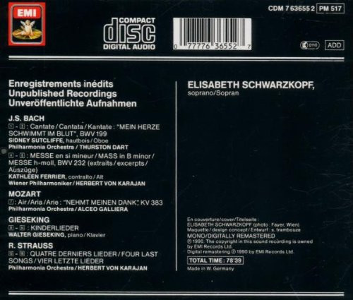 Elisabeth Schwarzkopf - Enregistrements Inédits (CD, Mono, RM) (Near Mint (NM or M-)) - Image 2