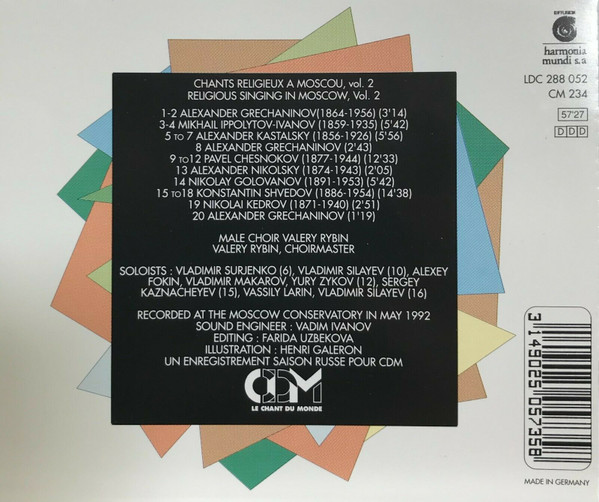 Московский Мужской Хор Под Управлением Валерия Рыбина - Religious Singing In Moscow = Chants Religieux A Moscou Vol 2 (CD, Album) (Near Mint (NM or M-)) - Image 2