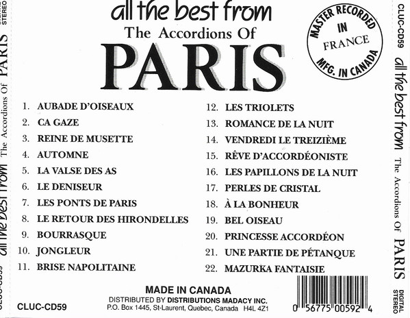 Unknown Artist - All The Best From The Accordions Of Paris (CD) (Near Mint (NM or M-)) - Image 3