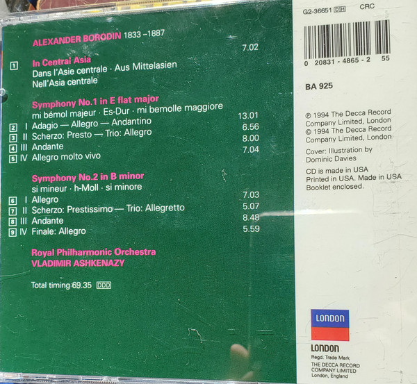 Alexander Borodin, Vladimir Ashkenazy, Royal Philharmonic Orchestra - Symphonies 1 & 2 / In the Steppes of Central Asia = Eine Steppenskizze aus Mittelasien (CD) (Near Mint (NM or M-)) - Image 2