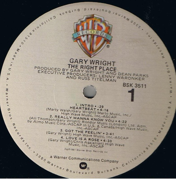 Gary Wright - The Right Place (LP, Album, Win) (Mint (M)) - Image 3