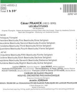 Alternative view of César Franck - Louise Lebrun, Jane Berbié, Nathalie Stutzmann, Marcel Vanaud, François Loup, Daniel Ottevaere, David Rendall, Peter Jeffes, Nouvel Orchestre Philharmonique De Radio-France & Chœur de Radio France, Armin Jordan - Les Béatitudes (2xCD, Album) (Near Mint (NM or M-))