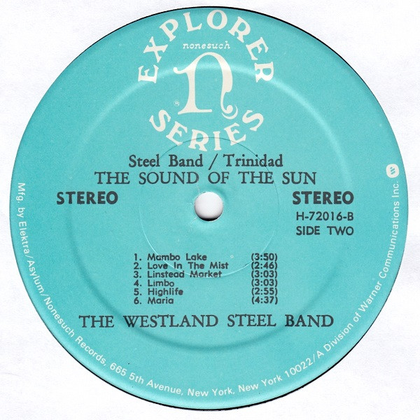 The Westland Steel Band - The Sound Of The Sun (Steel Band / Trinidad) (LP, Album, RP) (Mint (M)) - Image 4