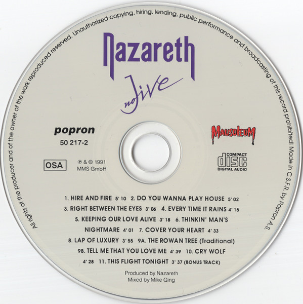 Nazareth (2) - No Jive (CD, Album) (Near Mint (NM or M-)) - Image 3