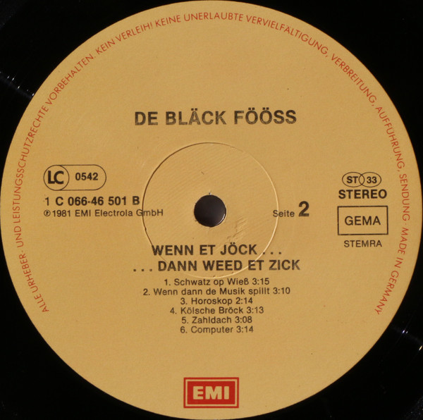 Bläck Fööss - Wenn Et Jöck... Dann Weed Et Zick (LP, Gat) (Mint (M)) - Image 5